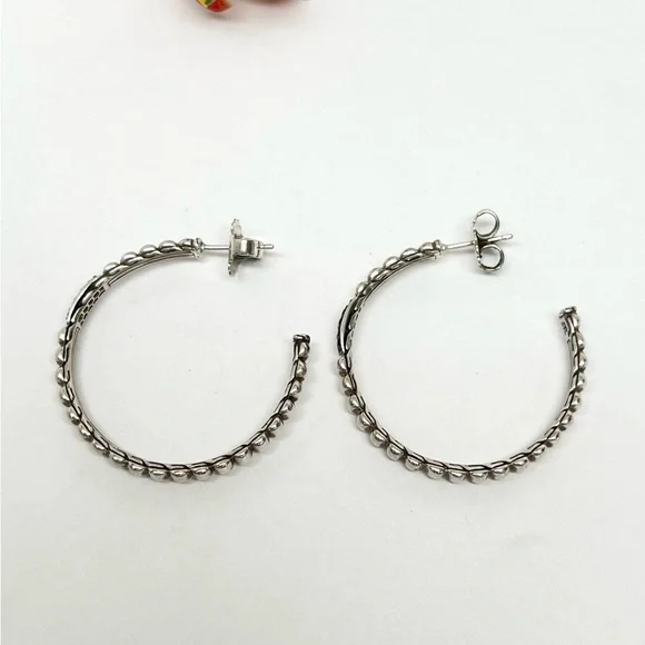 John Hardy Bedeg Lava Black Sapphire Hoop Earrings .925 - Picture 8 of 9